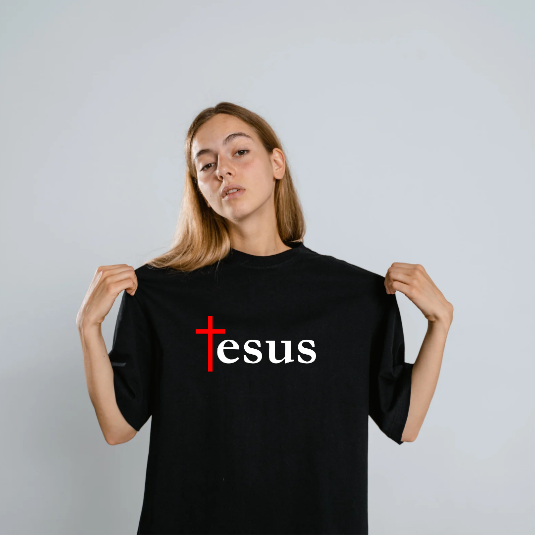 Faith Inspired - Jesus | Black oversized T-shirt by Tor | Unisex