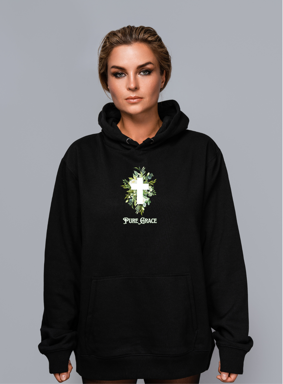 Pure Grace cross Floral Hoodie by TOR - Unisex