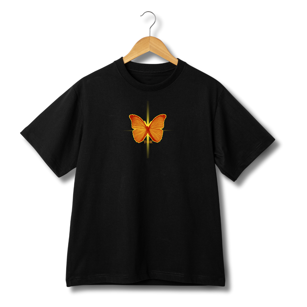 Beautiful Butterfly | Black oversized Tshirt by Tor