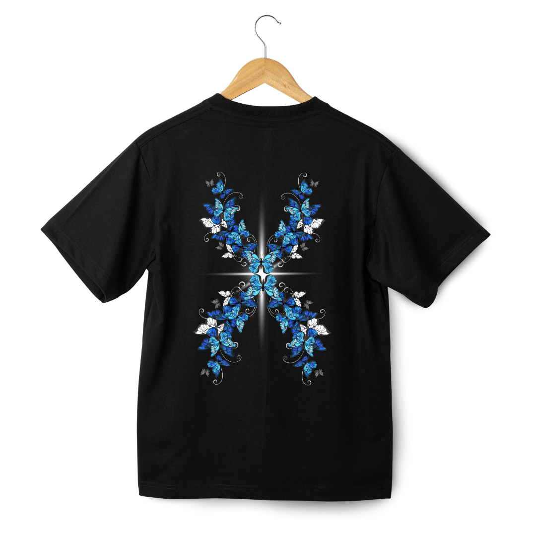 Beautiful Butterfly | Black oversized Tshirt by Tor